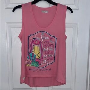 Simply Southern Pink Sleeveless Tank Top Size S